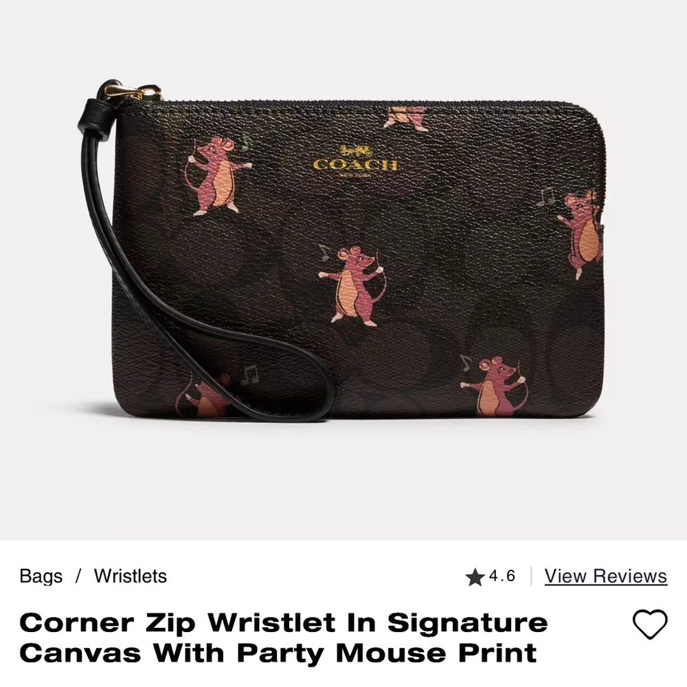 Coach Party Mouse Wristlet